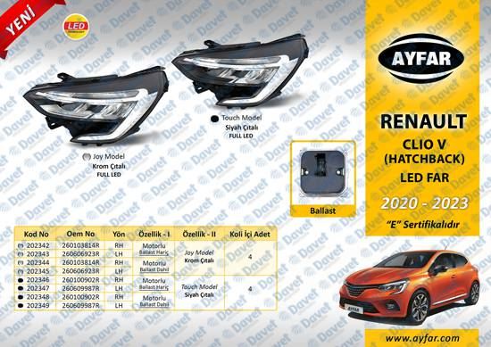 AYFAR 202347 Far Sol Clio V 20-23 Siyah Citali Motorlu Ballast Beyin Haric